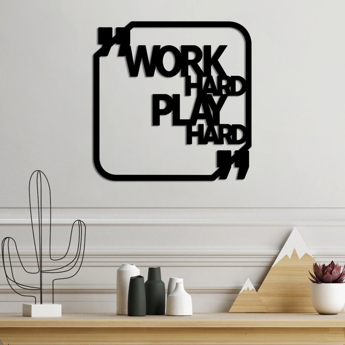 Wallity Work Hard Play Hard Escultura de Pared Negra